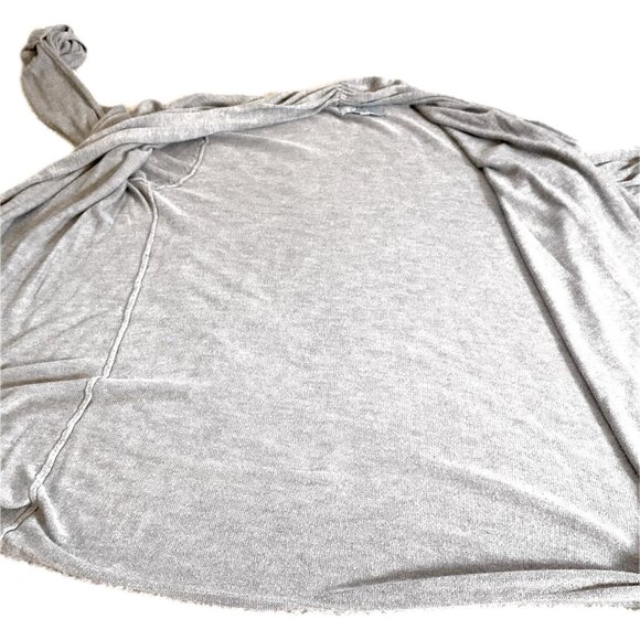 Joan Vass Cardigan  Size S Open Front Light Grey Knit Sweater Roll-tab Sleeves - Picture 6 of 14